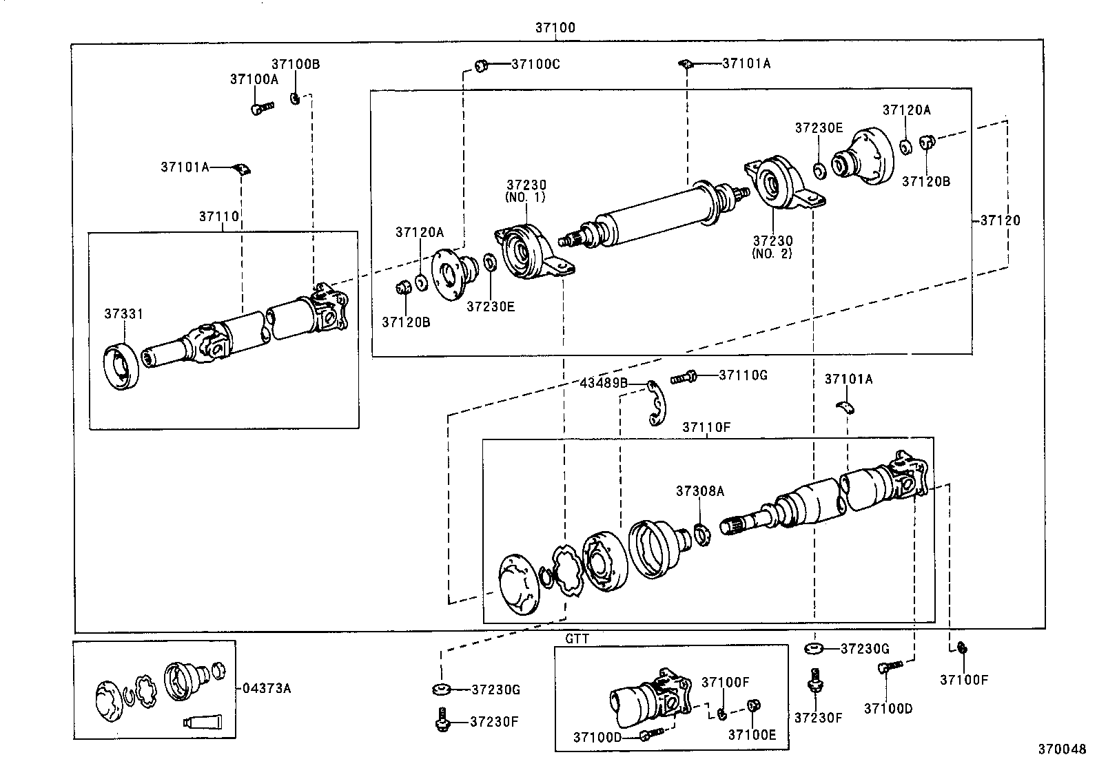 37100-21080 SHAFT ASSY, PROPELLER W/CENTER BEARING product image