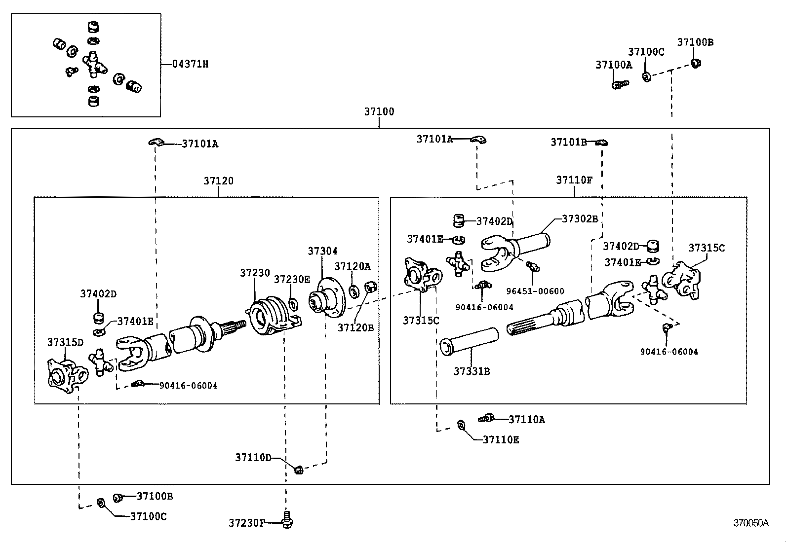 37100-35890 SHAFT ASSY, PROPELLER W/CENTER BEARING product image