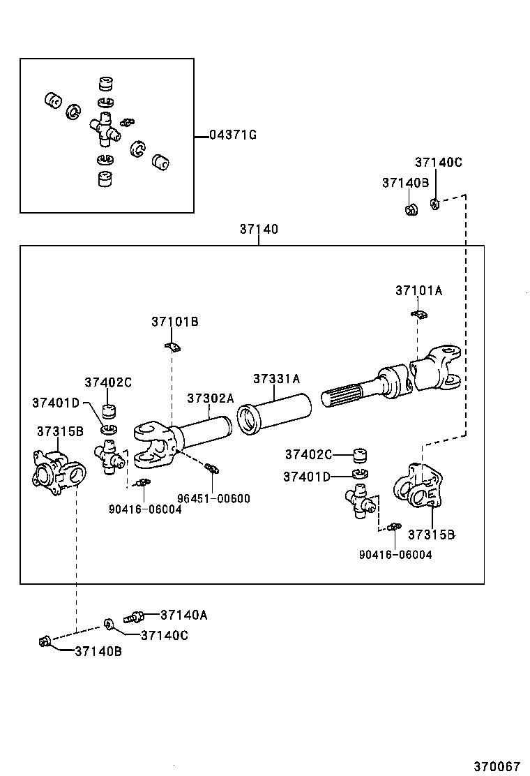 04371-35050 SPIDER KIT, FRONT PROPELLER SHAFT UNIVERSAL JOINT product image