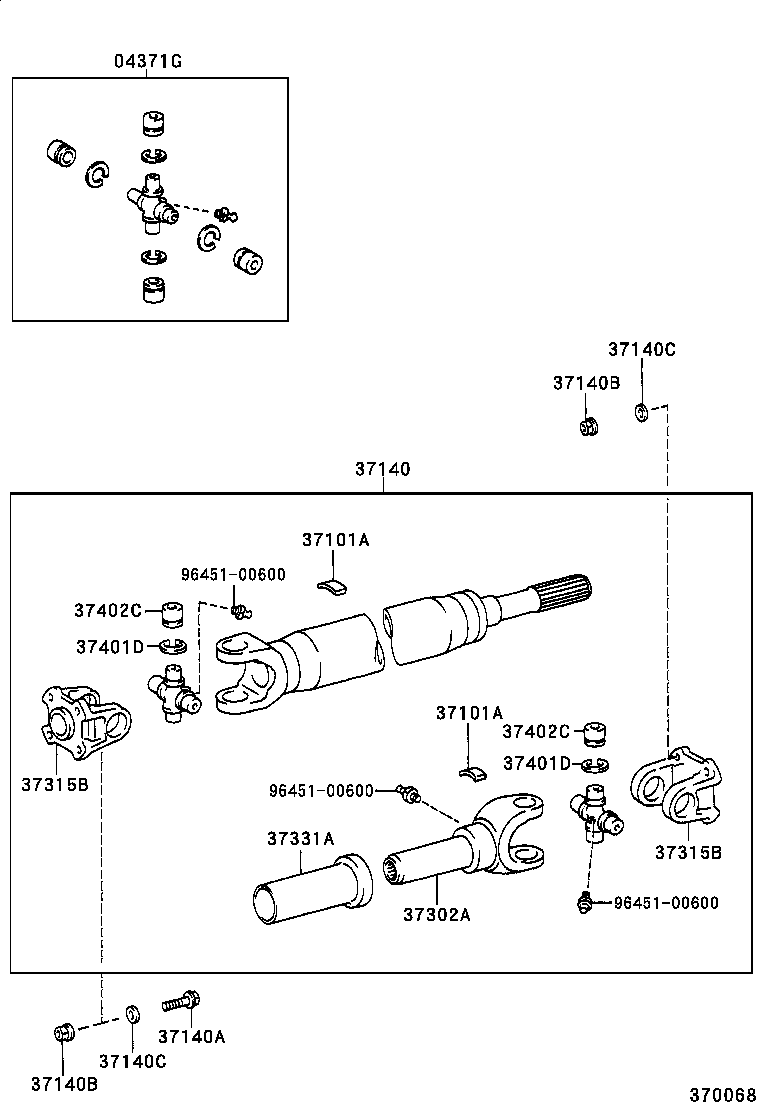 37100-37110 SHAFT ASSY, PROPELLER W/CENTER BEARING product image