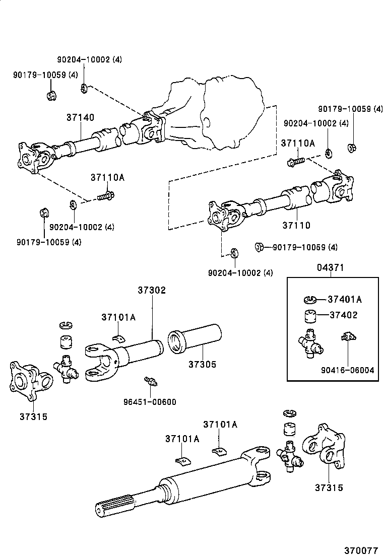 37140-60310 SHAFT ASSY, PROPELLER, FRONT product image