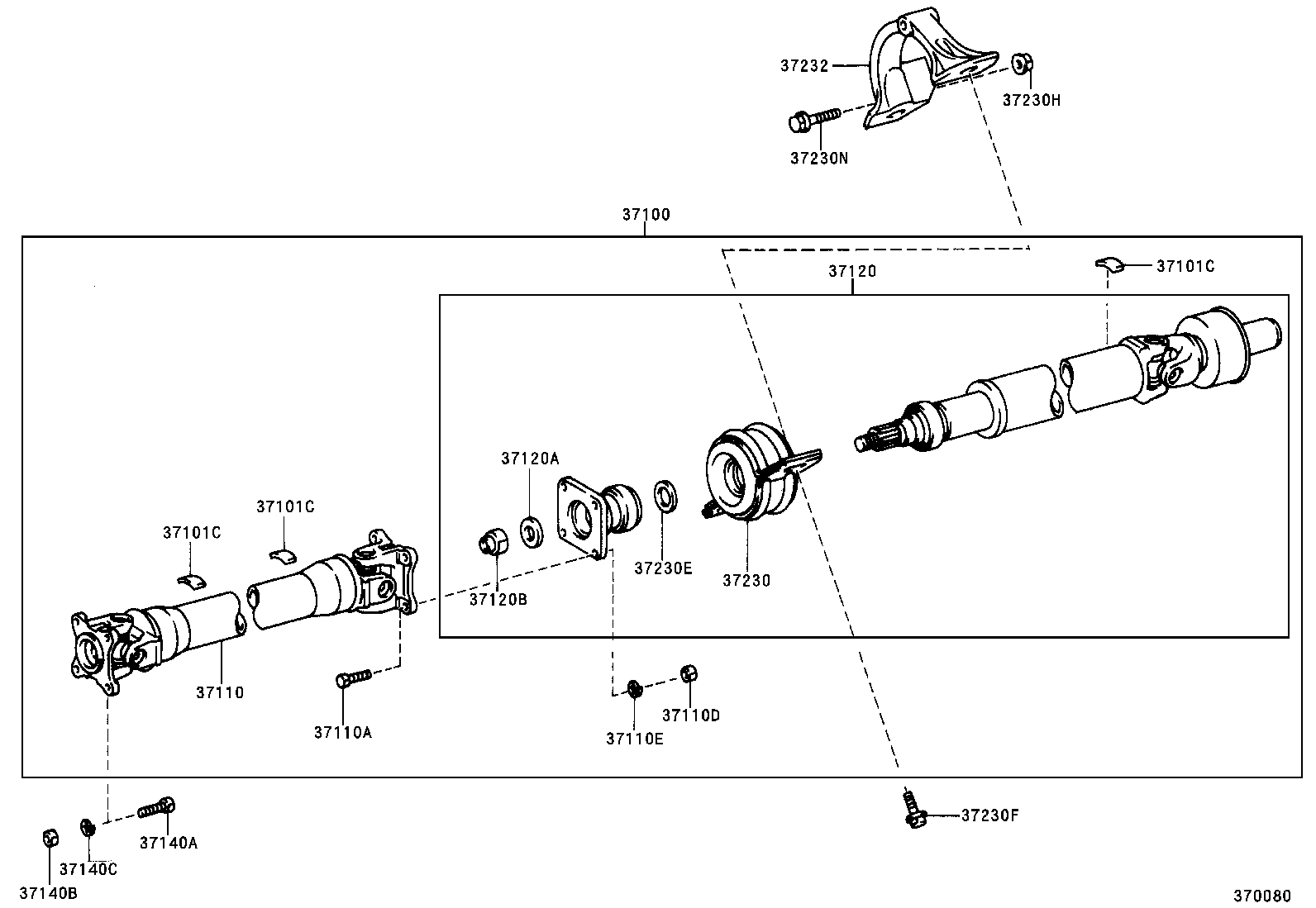 37100-28030 SHAFT ASSY, PROPELLER W/CENTER BEARING product image