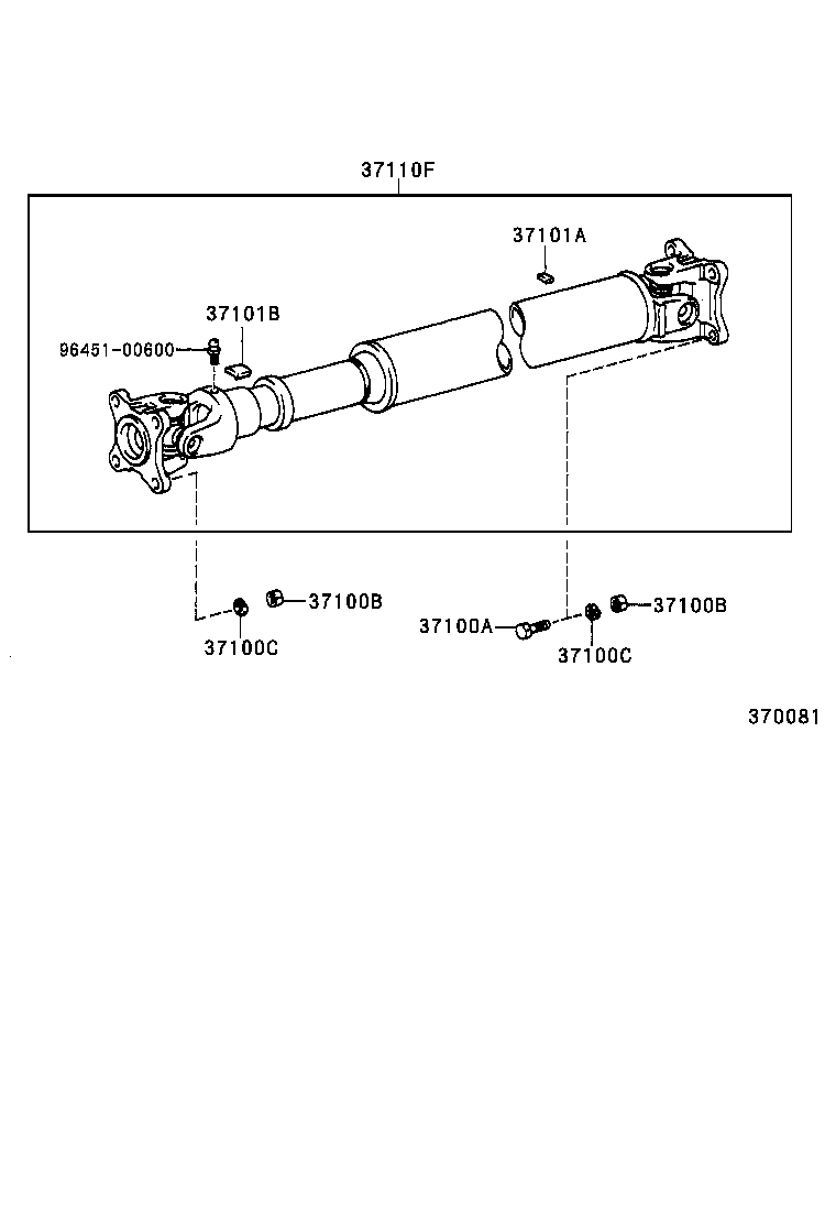 37100-28030 SHAFT ASSY, PROPELLER W/CENTER BEARING product image
