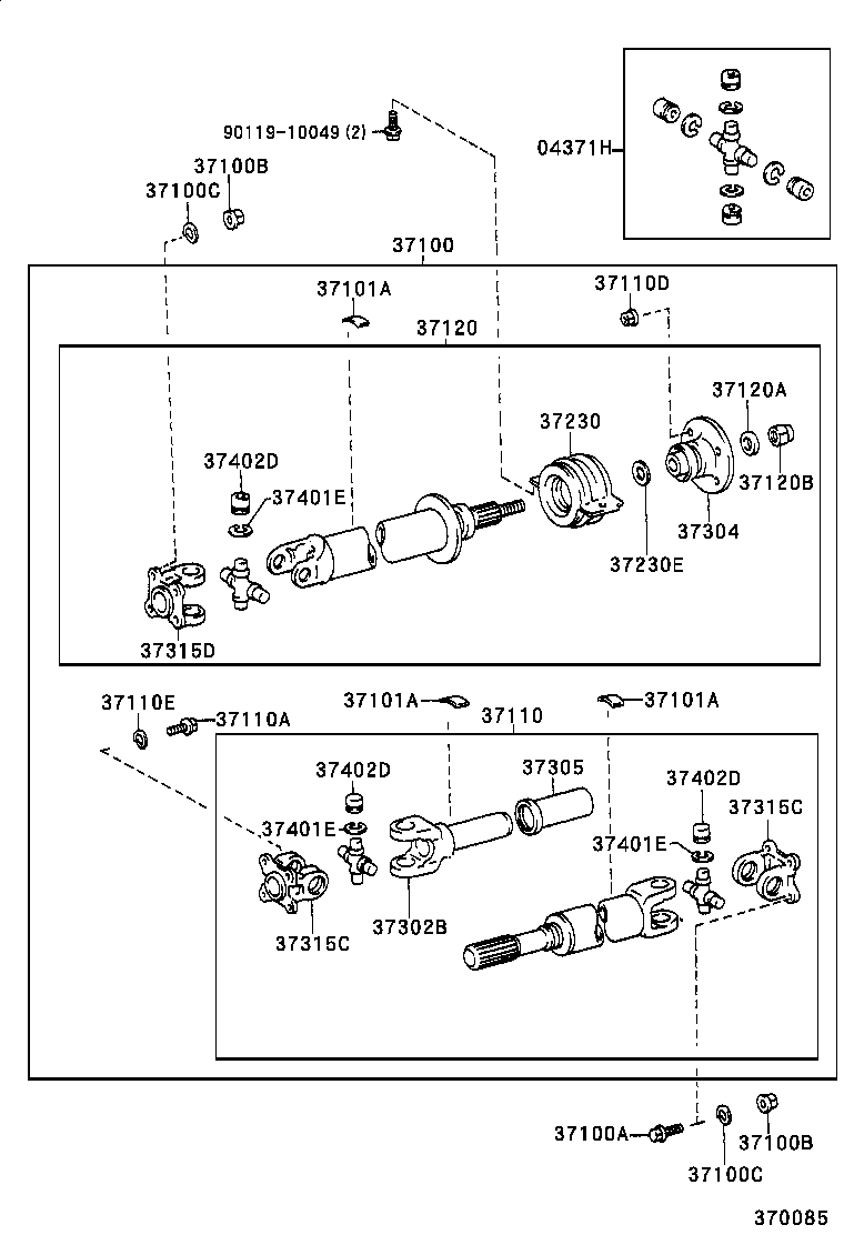 37100-26280 SHAFT ASSY, PROPELLER W/CENTER BEARING product image