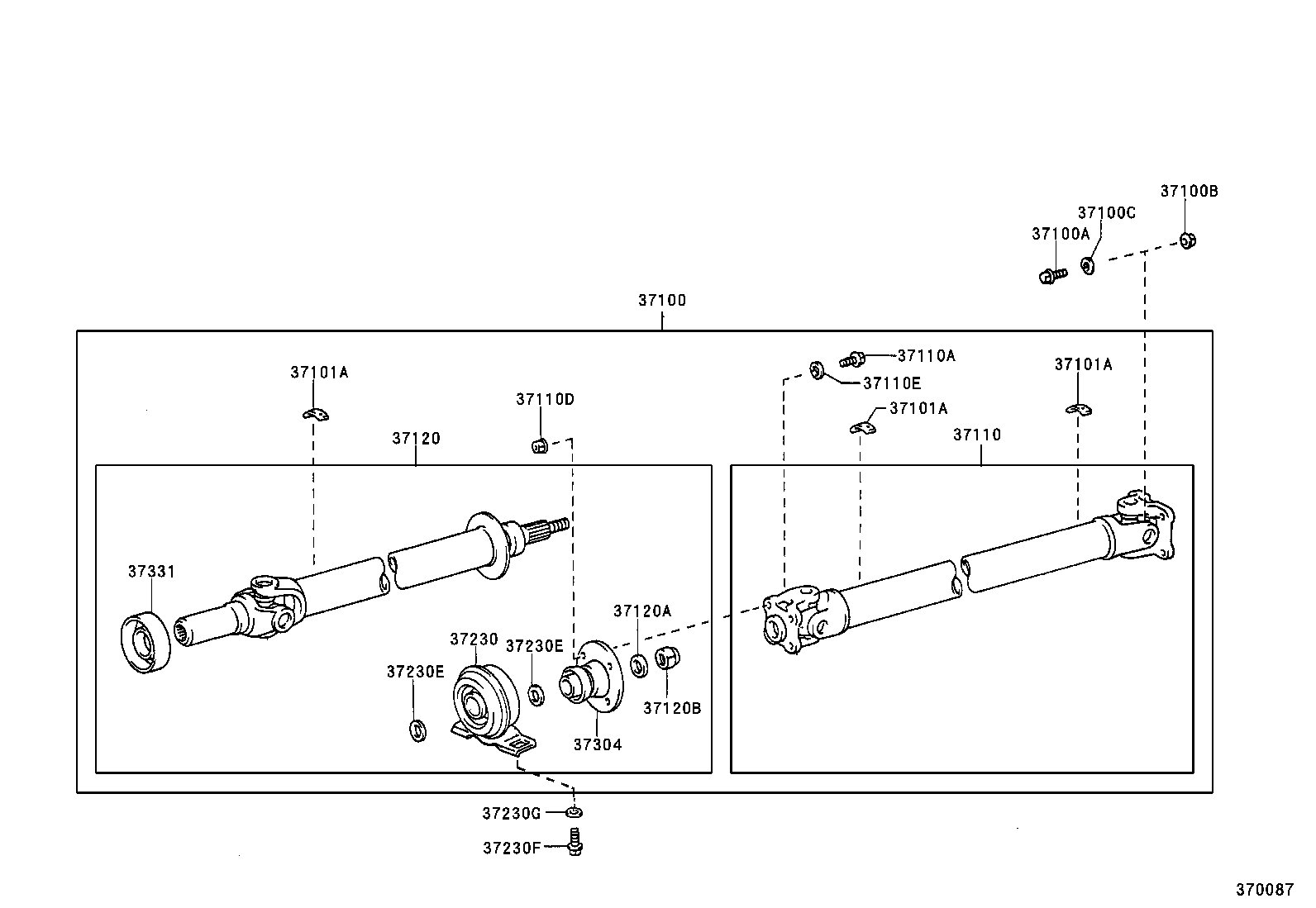 37100-53070 SHAFT ASSY, PROPELLER W/CENTER BEARING product image