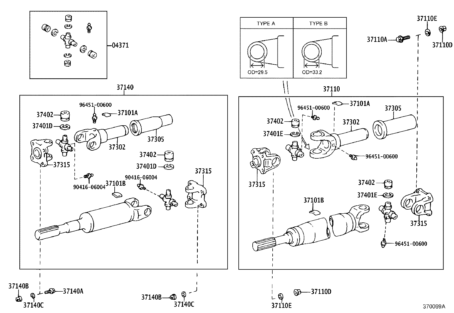 37140-60360 SHAFT ASSY, PROPELLER, FRONT product image