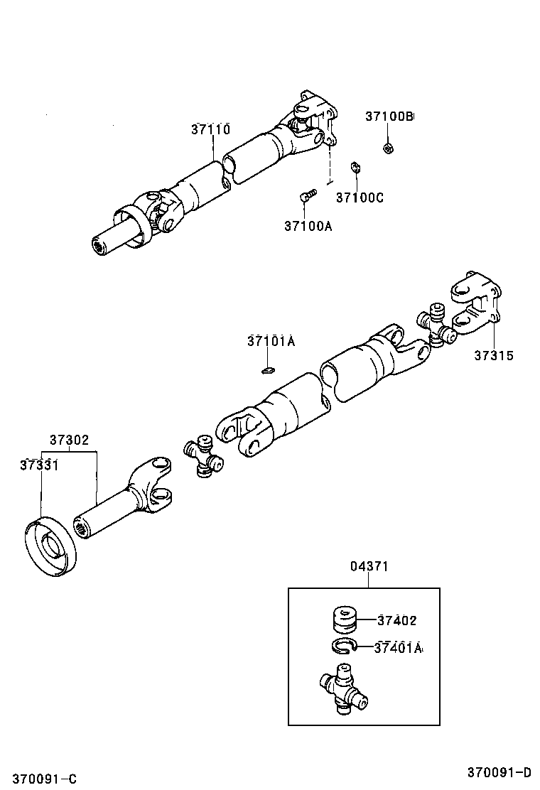 Toyota 37100-35270 SHAFT ASSY, PROPELLER W/CENTER BEARING