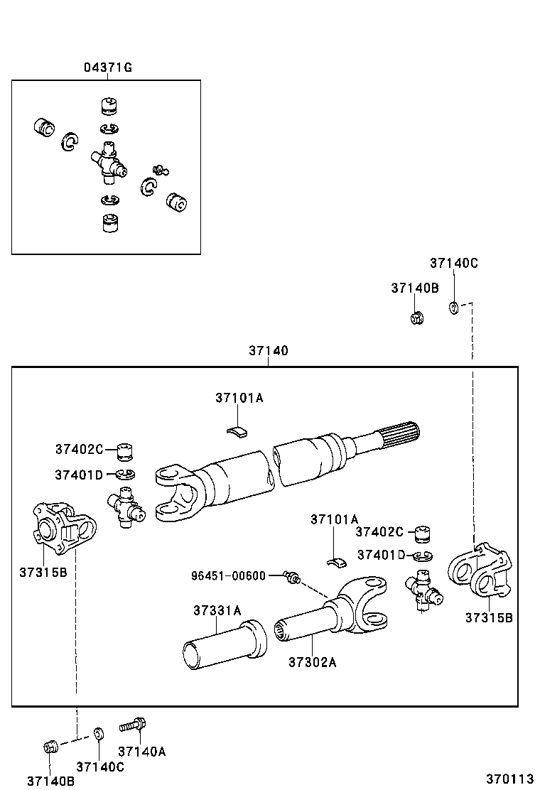 37100-37140 SHAFT ASSY, PROPELLER W/CENTER BEARING product image