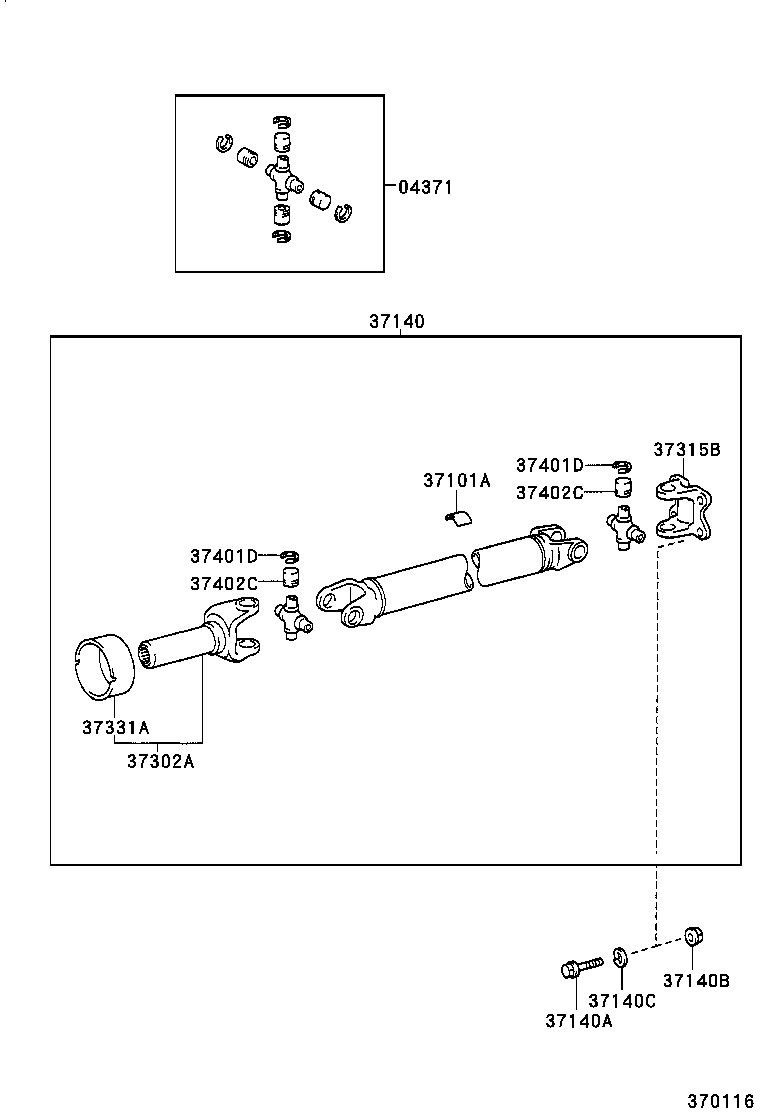 37110-27430 SHAFT ASSY, PROPELLER, REAR product image