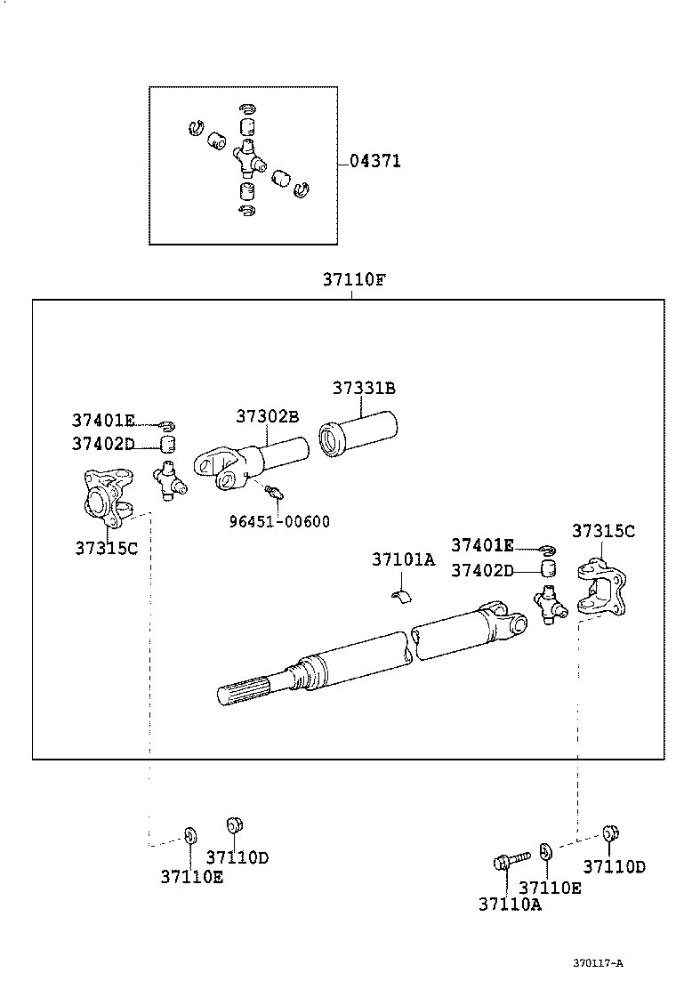 37110-27430 SHAFT ASSY, PROPELLER, REAR product image