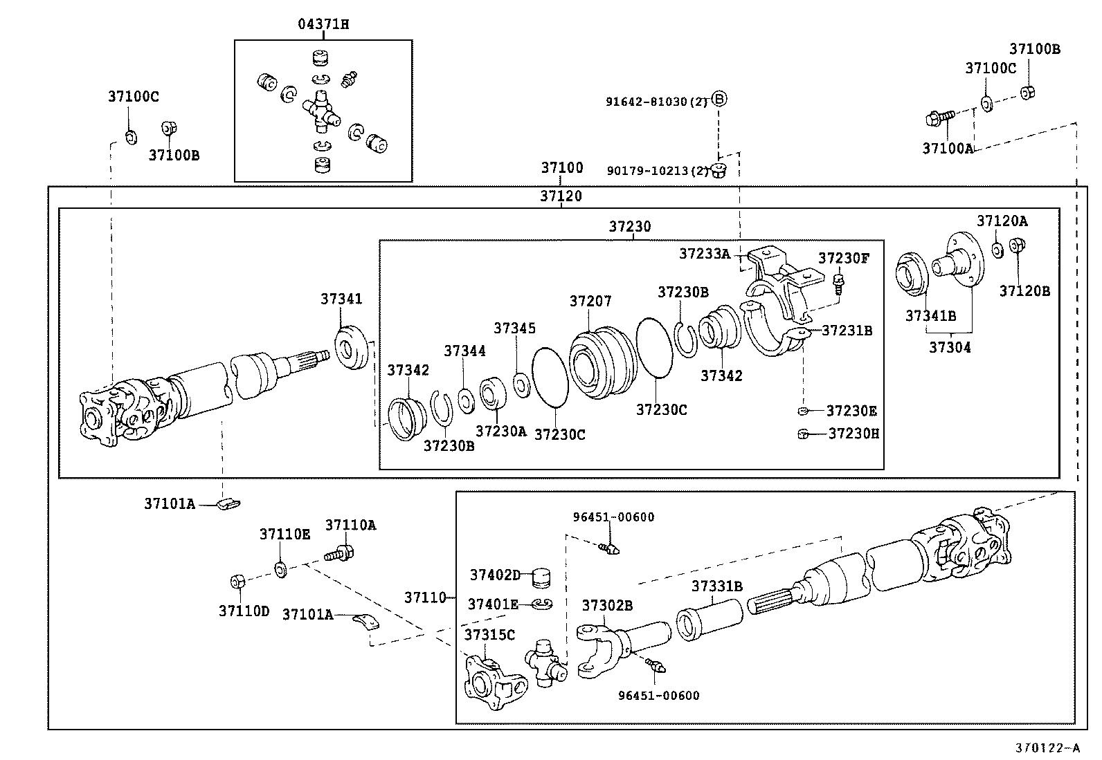 37100-36800 SHAFT ASSY, PROPELLER W/CENTER BEARING product image