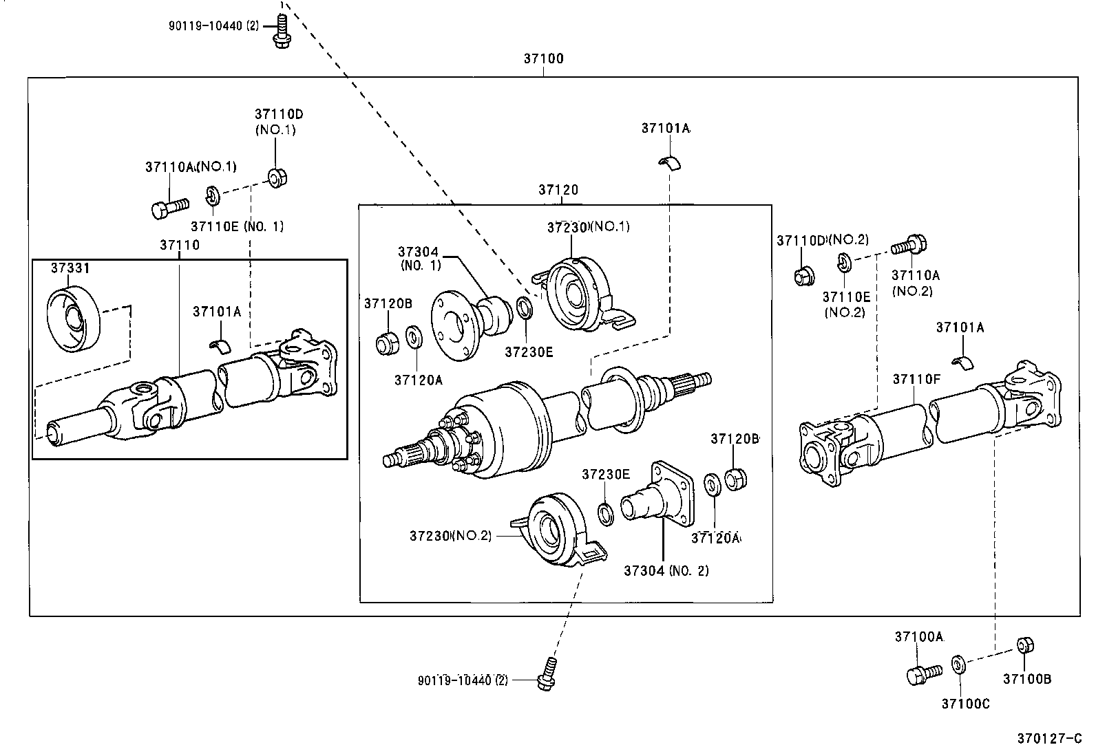 37100-52010 SHAFT ASSY, PROPELLER W/CENTER BEARING product image