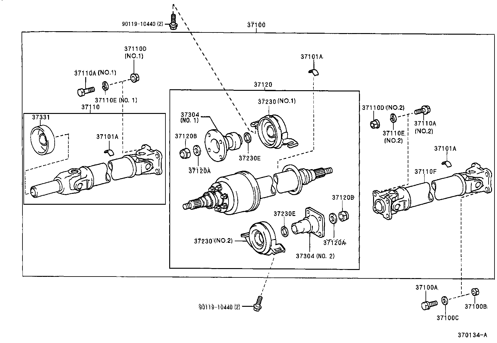 37100-52020 SHAFT ASSY, PROPELLER W/CENTER BEARING product image