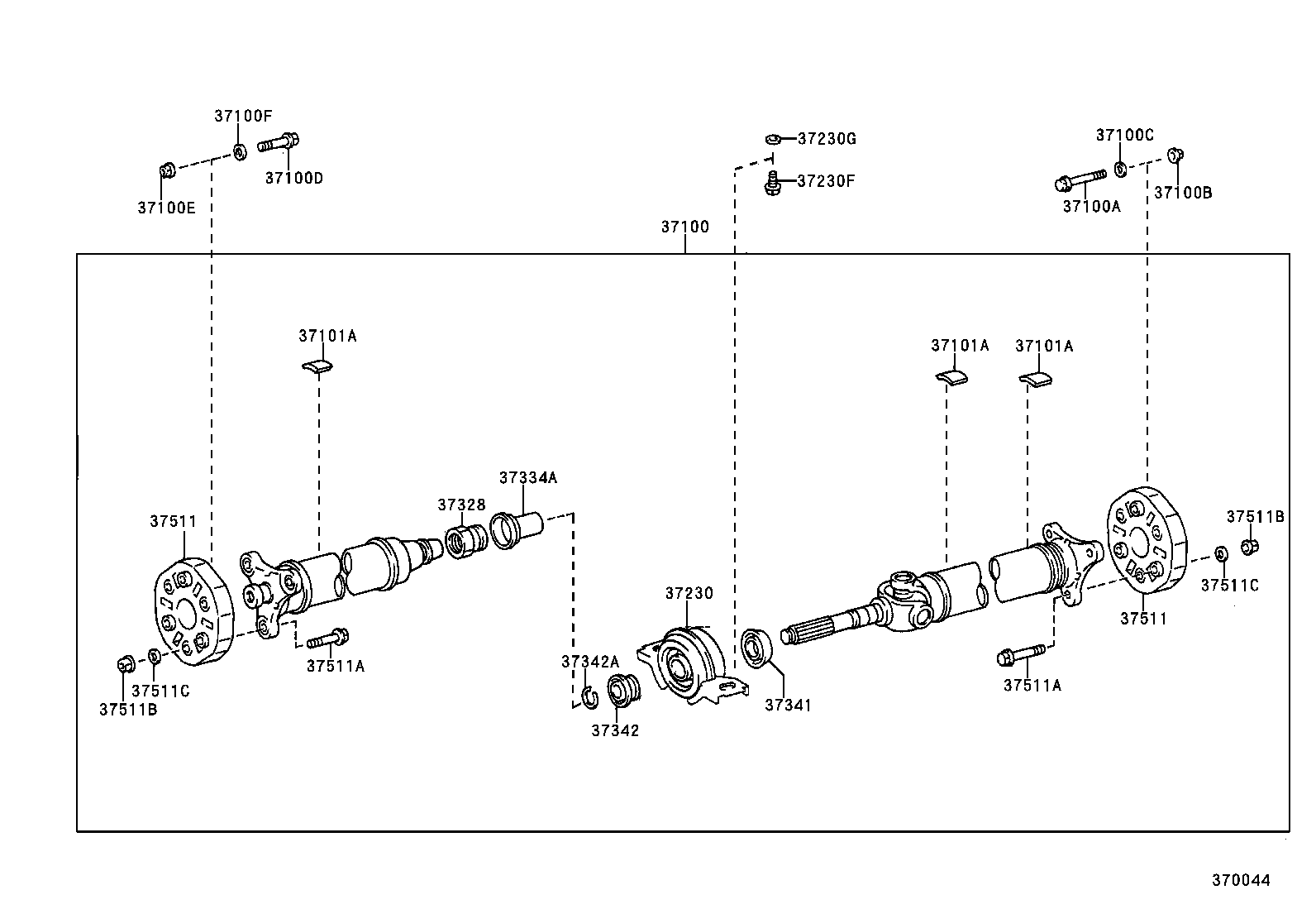 37100-30730 SHAFT ASSY, PROPELLER W/CENTER BEARING product image