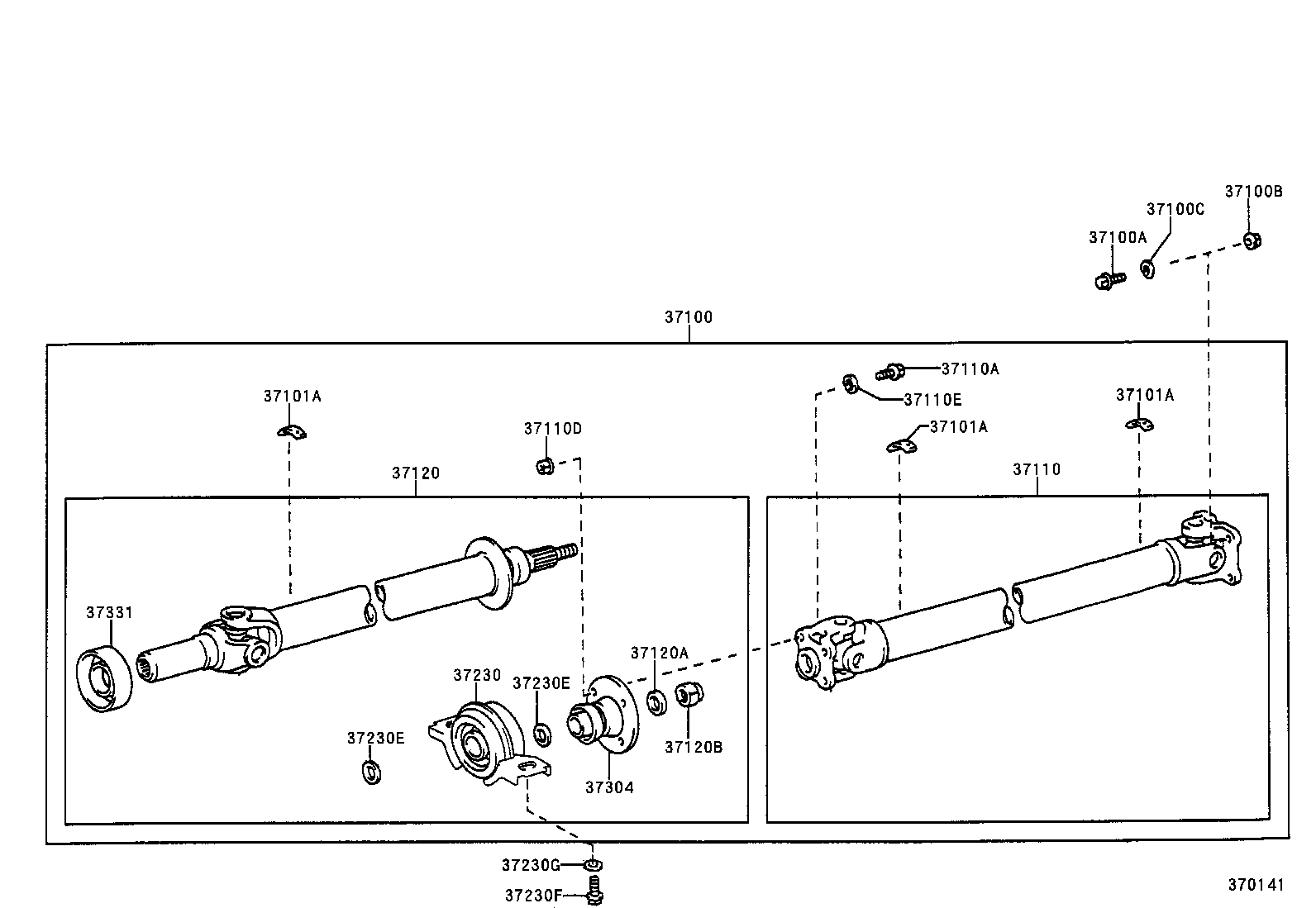 37100-30760 SHAFT ASSY, PROPELLER W/CENTER BEARING product image