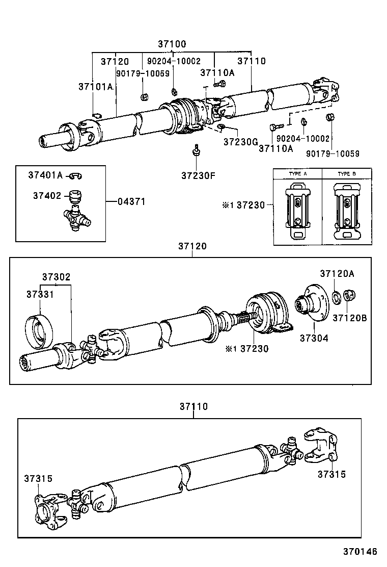 37100-24200 SHAFT ASSY, PROPELLER W/CENTER BEARING product image