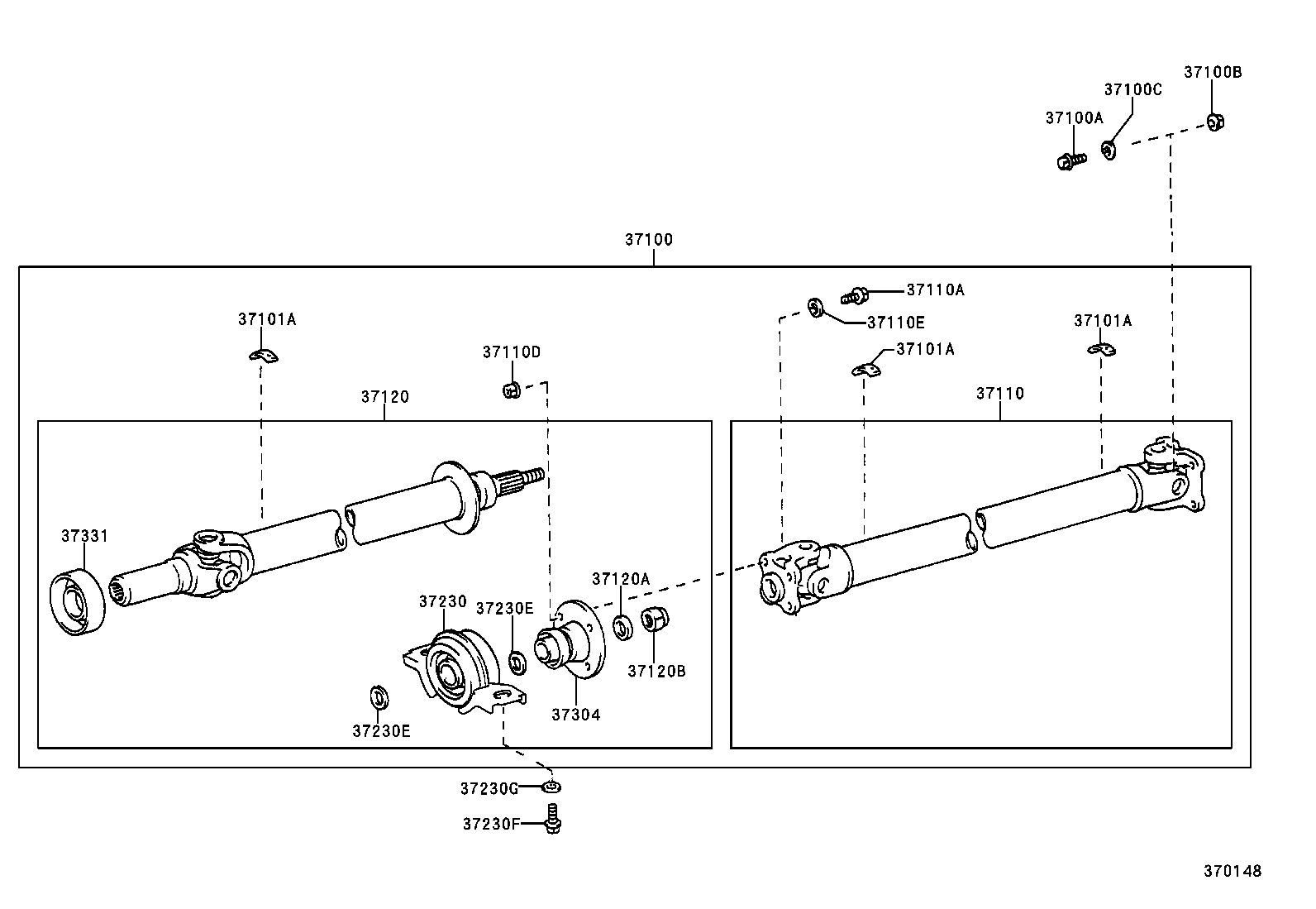 37100-51010 SHAFT ASSY, PROPELLER W/CENTER BEARING product image