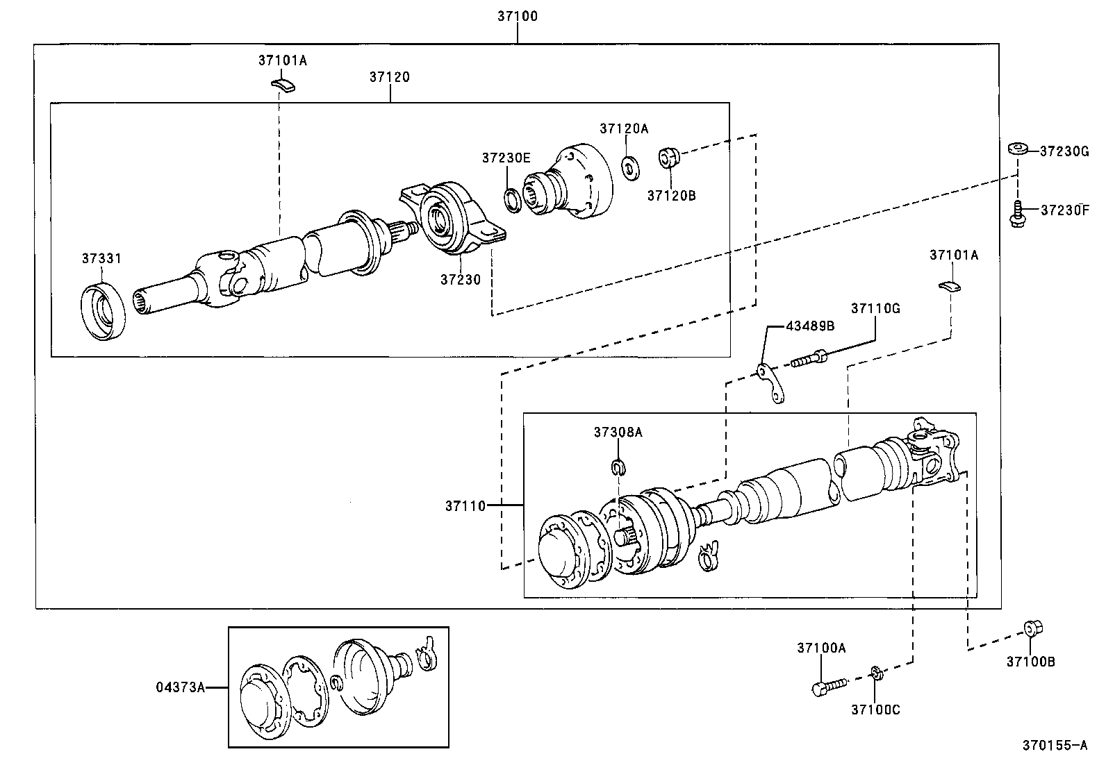 Toyota 37100-42060 SHAFT ASSY, PROPELLER W/CENTER BEARING