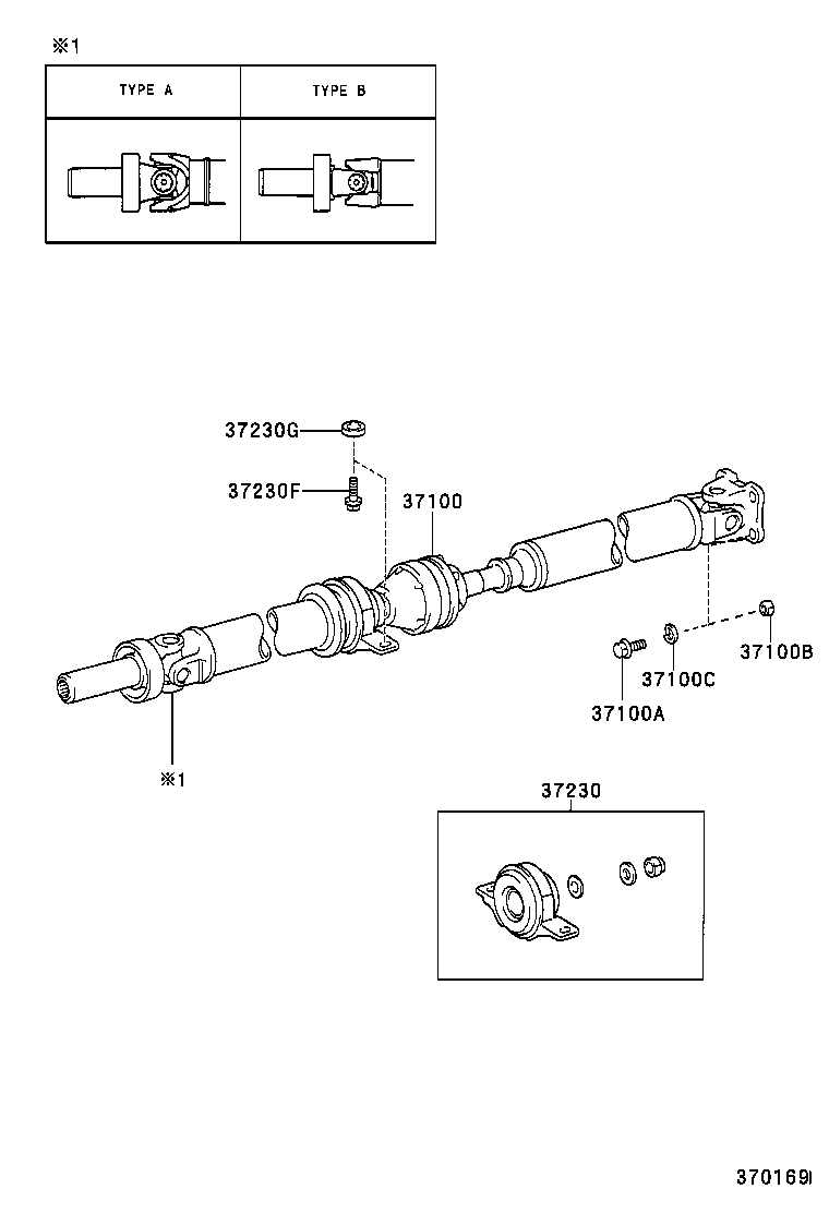 37100-30740 SHAFT ASSY, PROPELLER W/CENTER BEARING product image