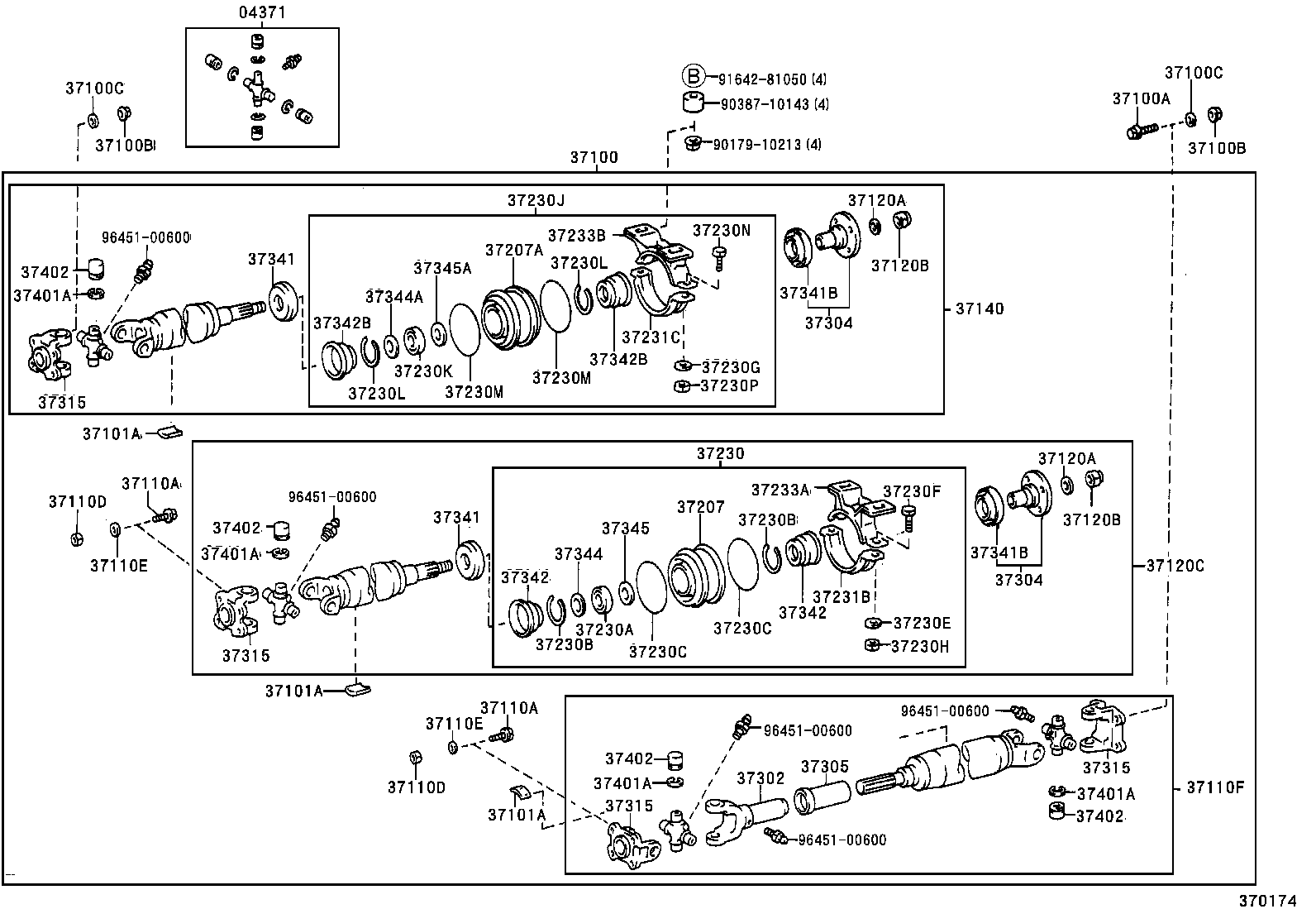 37100-3B021 SHAFT ASSY, PROPELLER W/CENTER BEARING product image