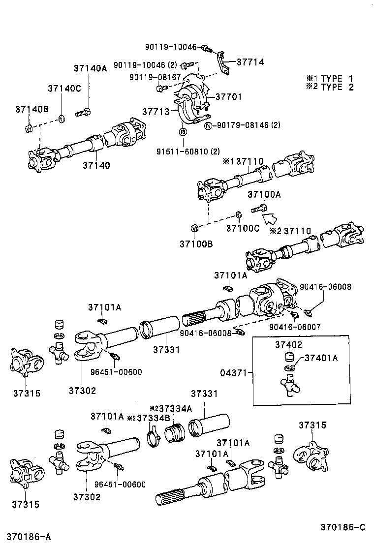 37100-35520 SHAFT ASSY, PROPELLER W/CENTER BEARING product image