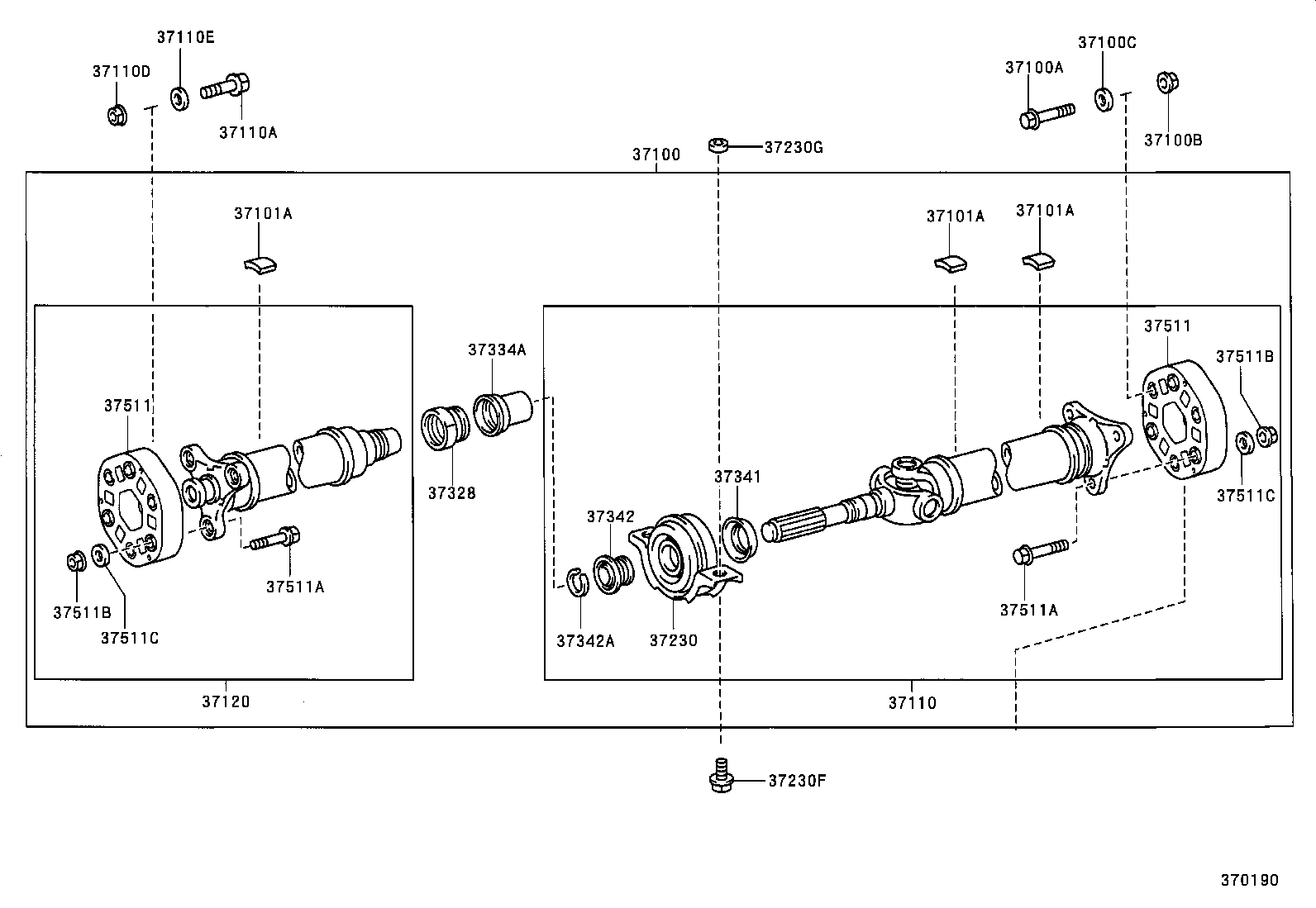 37100-24400 SHAFT ASSY, PROPELLER W/CENTER BEARING product image