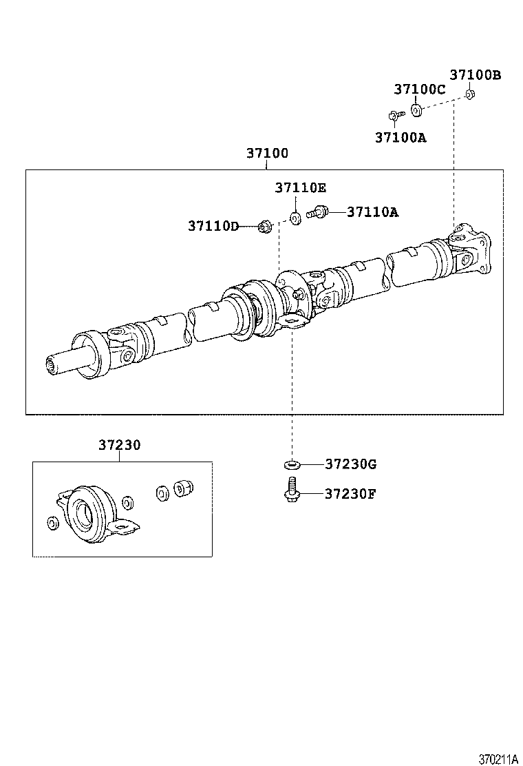 37100-53070 SHAFT ASSY, PROPELLER W/CENTER BEARING product image