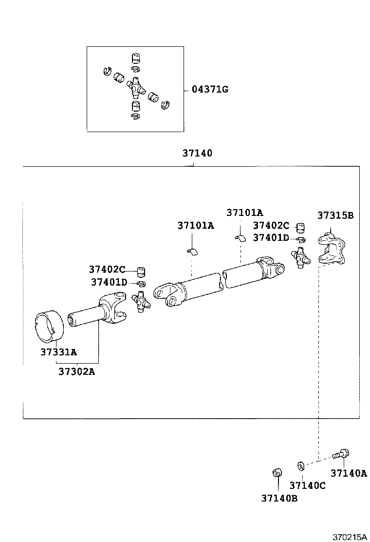 37100-26280 SHAFT ASSY, PROPELLER W/CENTER BEARING product image