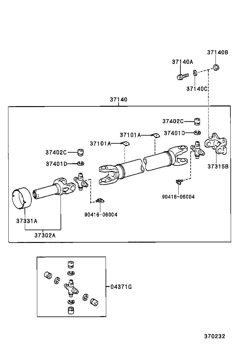 37100-37170 SHAFT ASSY, PROPELLER W/CENTER BEARING product image