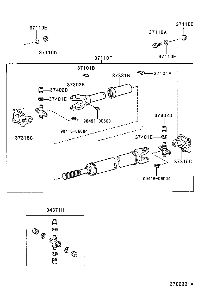 37100-37170 SHAFT ASSY, PROPELLER W/CENTER BEARING product image