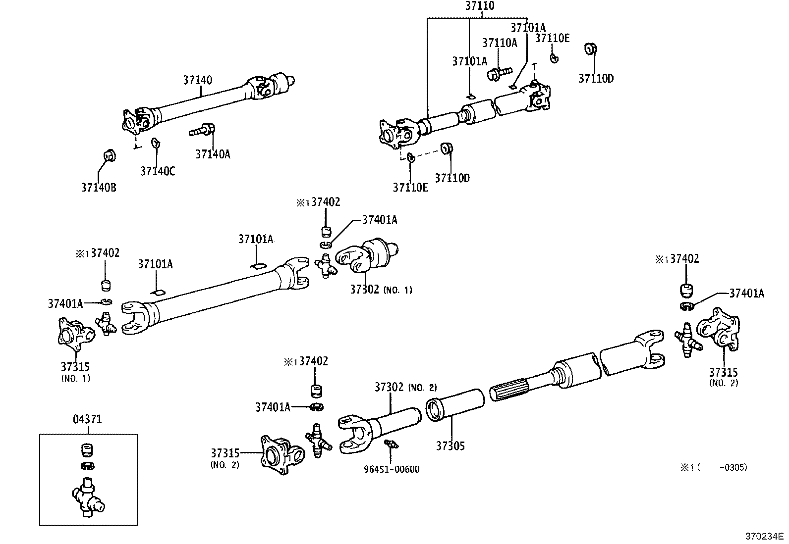 37100-26070 SHAFT ASSY, PROPELLER W/CENTER BEARING product image