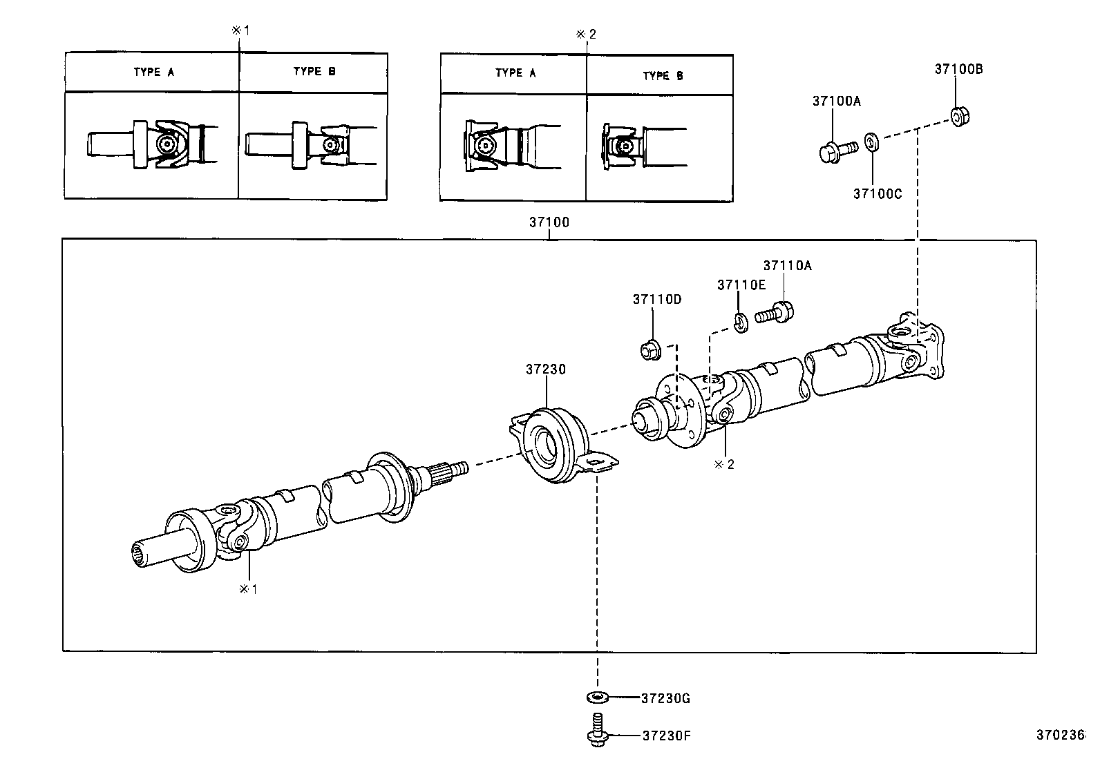37100-30730 SHAFT ASSY, PROPELLER W/CENTER BEARING product image