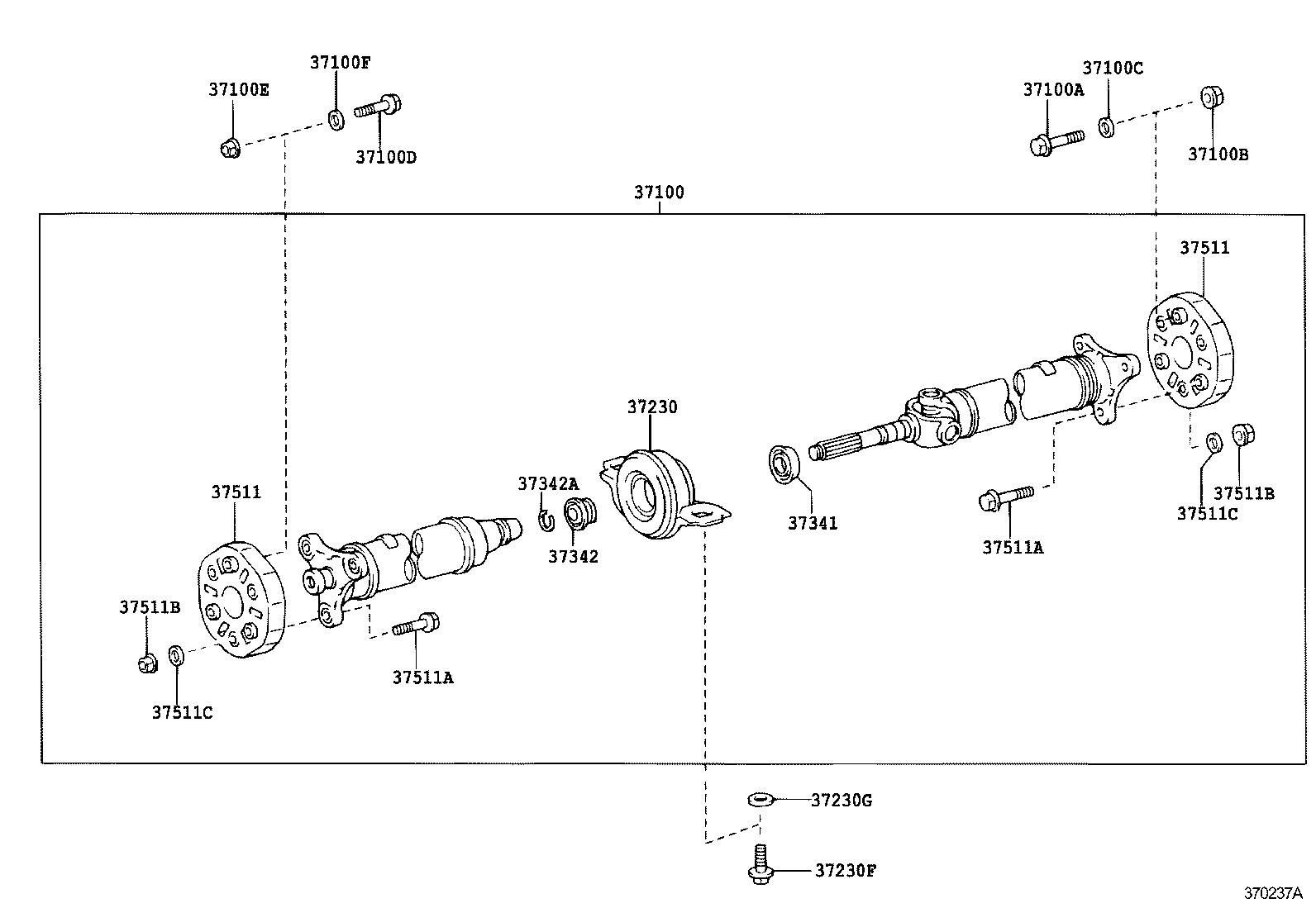 37100-30730 SHAFT ASSY, PROPELLER W/CENTER BEARING product image