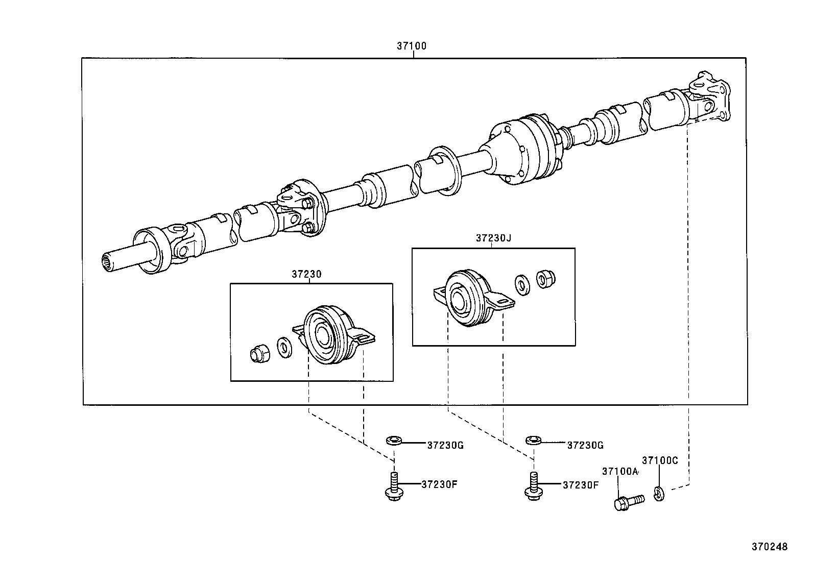 37100-32090 SHAFT ASSY, PROPELLER W/CENTER BEARING product image