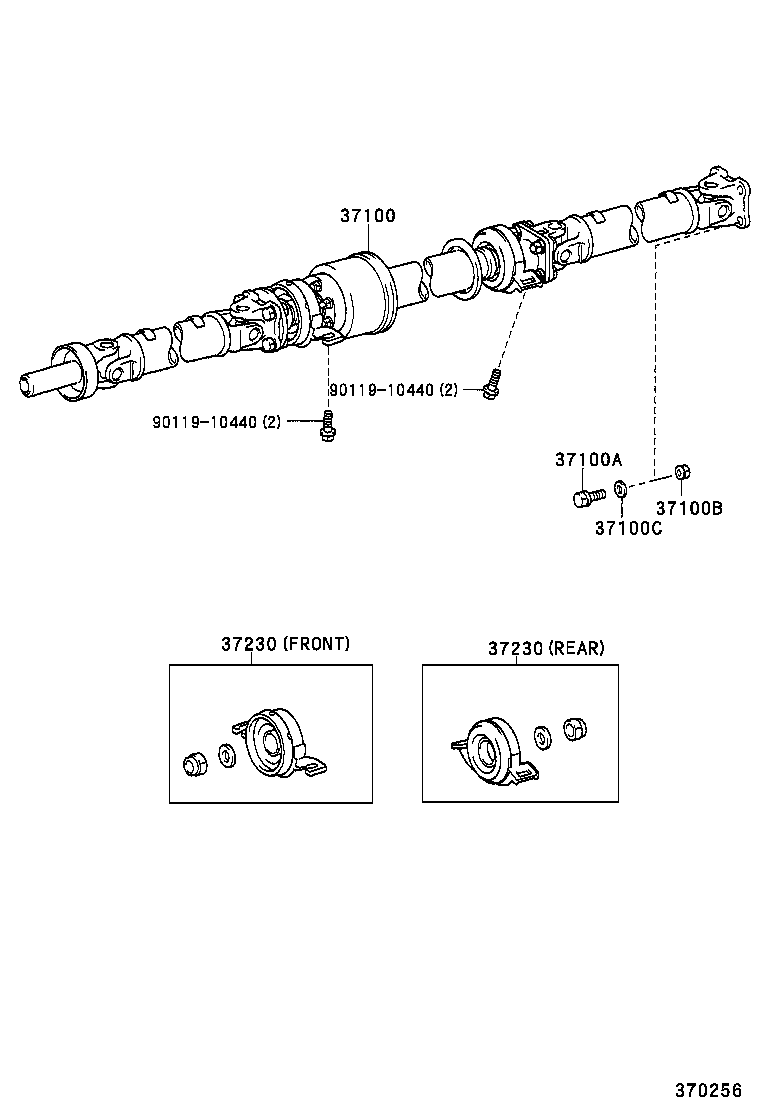 37100-52070 SHAFT ASSY, PROPELLER W/CENTER BEARING product image