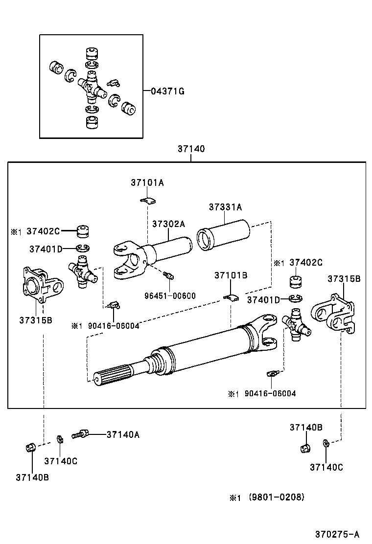04371-36080 SPIDER KIT, REAR PROPELLER SHAFT UNIVERSAL JOINT product image