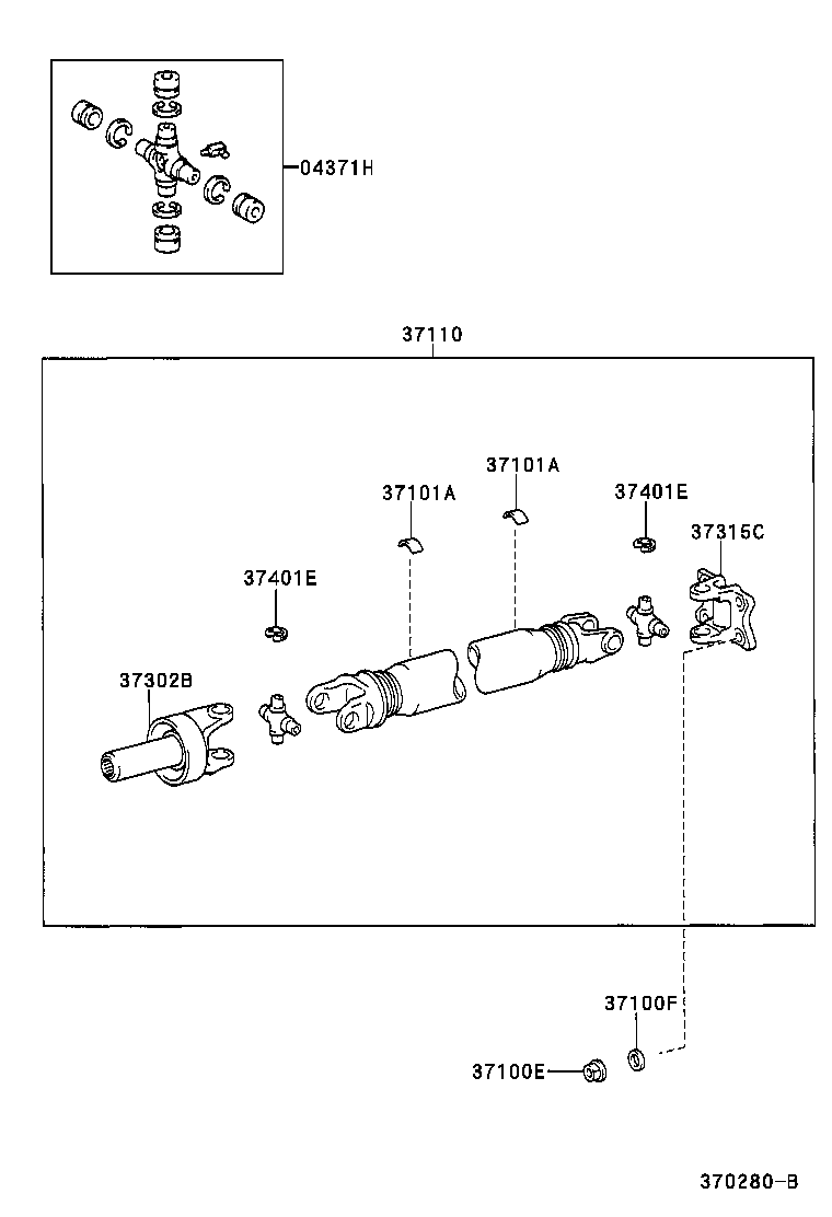 Toyota 37140-60380 SHAFT ASSY, PROPELLER, FRONT