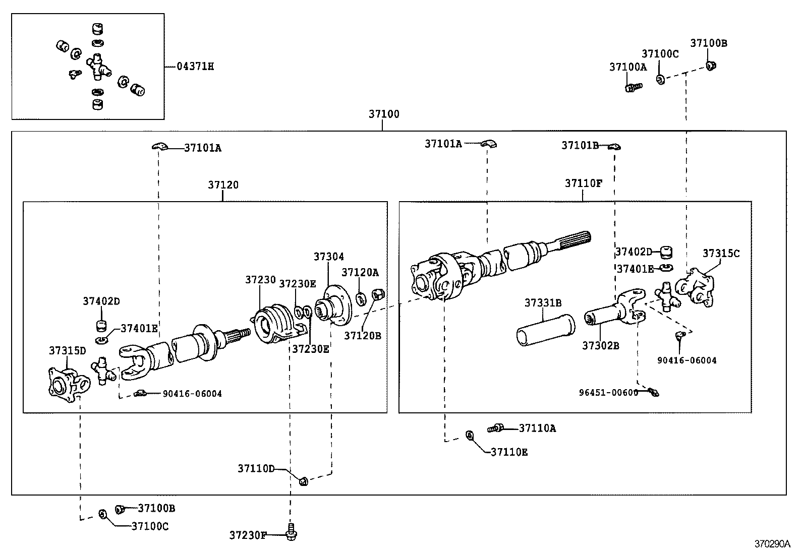 37100-35800 SHAFT ASSY, PROPELLER W/CENTER BEARING product image