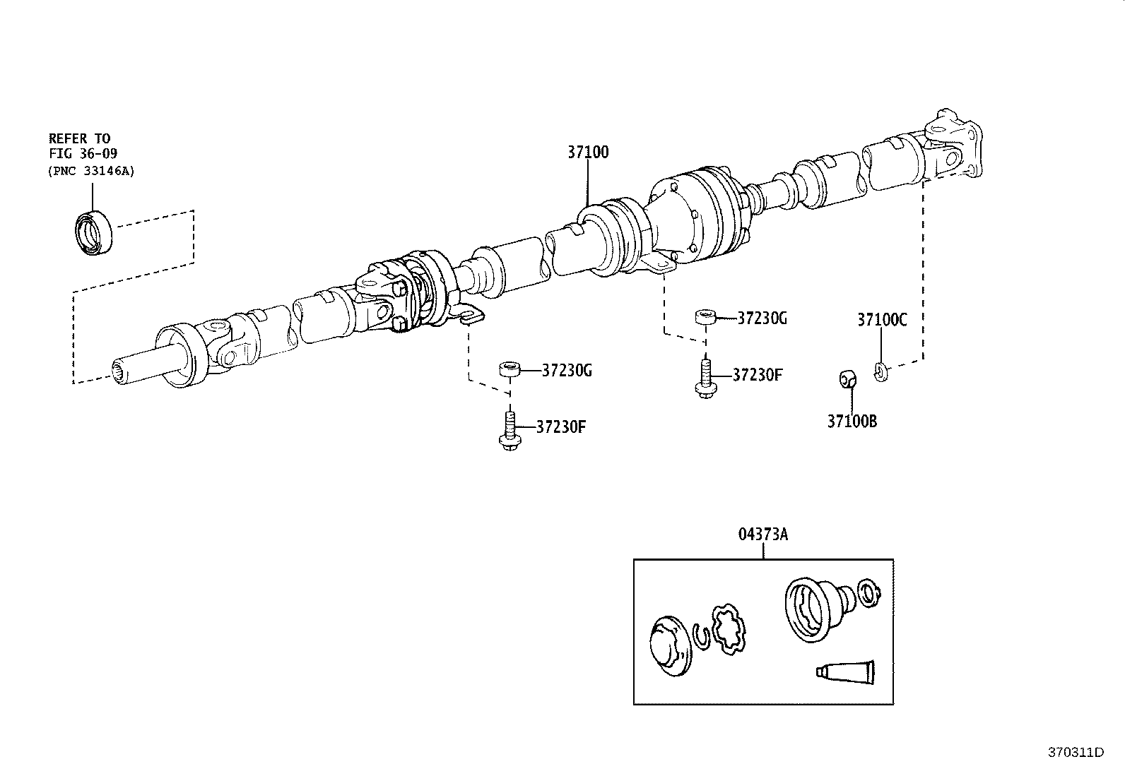 37100-28110 SHAFT ASSY, PROPELLER W/CENTER BEARING product image