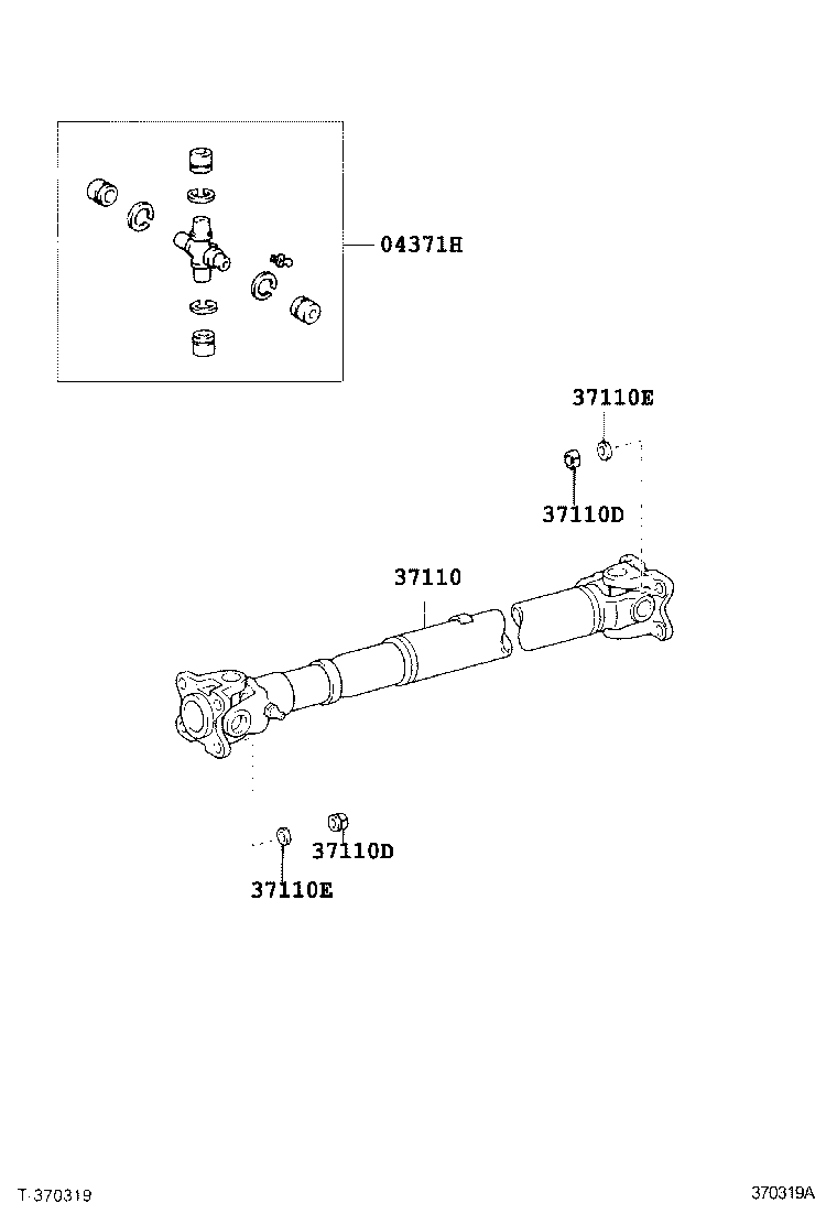 37100-37130 SHAFT ASSY, PROPELLER W/CENTER BEARING product image