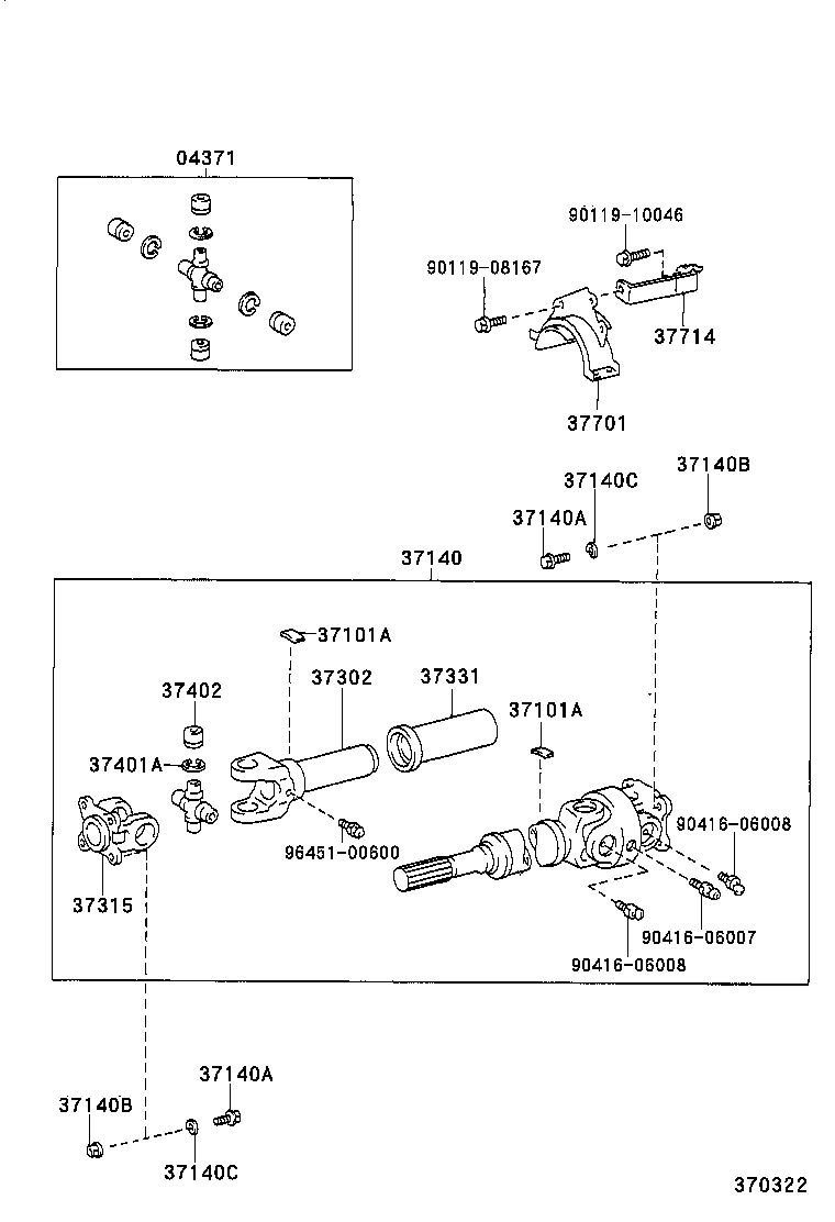 37140-35110 SHAFT ASSY, PROPELLER, FRONT product image