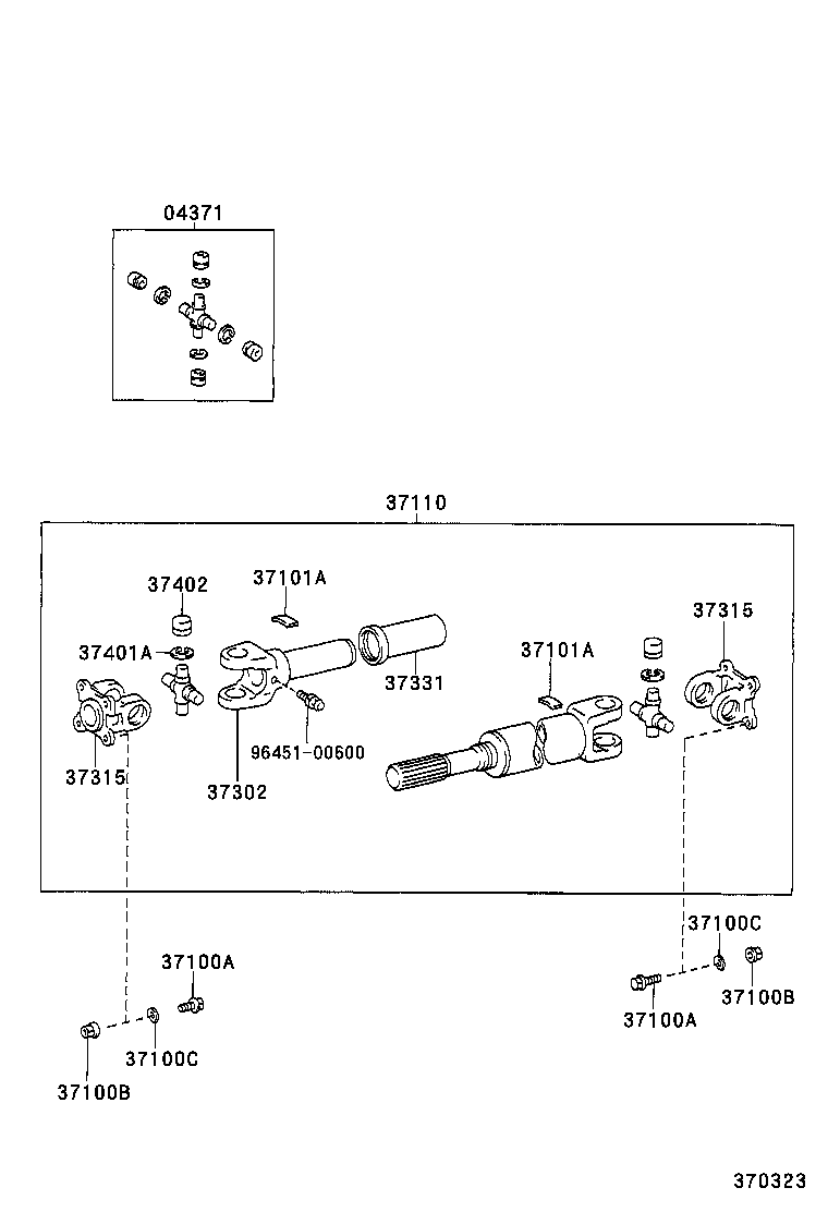 37140-35110 SHAFT ASSY, PROPELLER, FRONT product image
