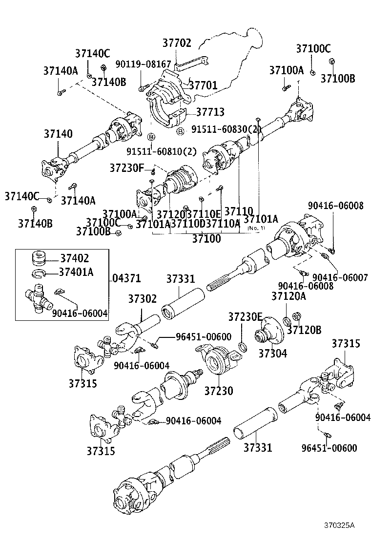 37100-35520 SHAFT ASSY, PROPELLER W/CENTER BEARING product image