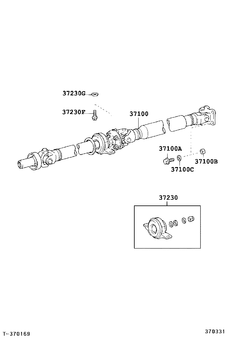 37100-30800 SHAFT ASSY, PROPELLER W/CENTER BEARING product image