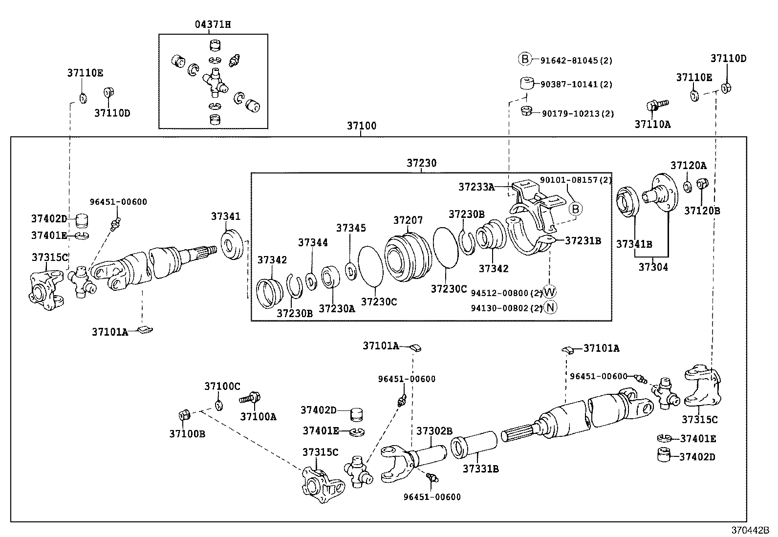 37100-37140 SHAFT ASSY, PROPELLER W/CENTER BEARING product image