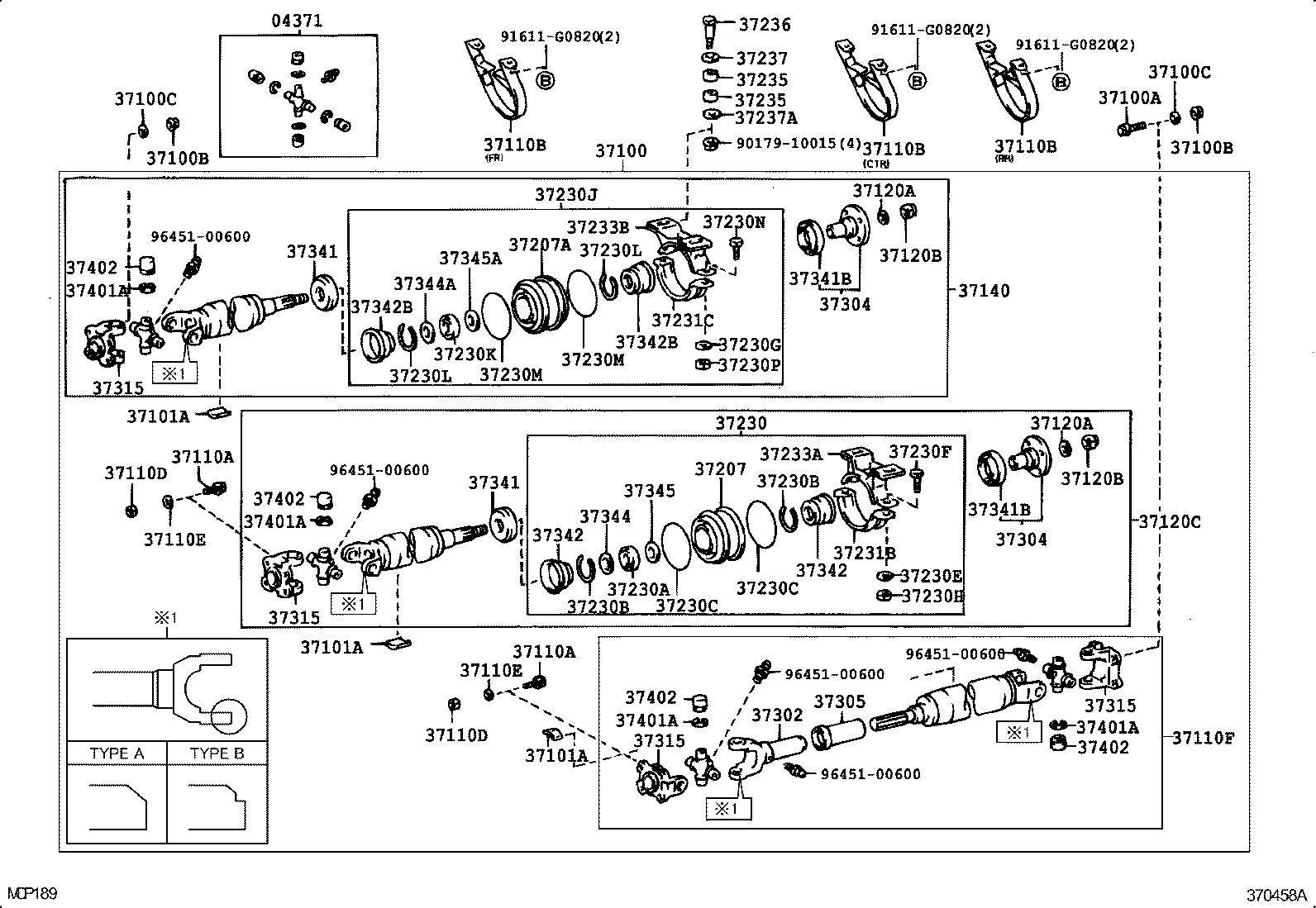 37100-36800 SHAFT ASSY, PROPELLER W/CENTER BEARING product image
