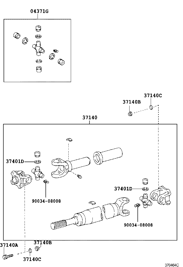 37100-37130 SHAFT ASSY, PROPELLER W/CENTER BEARING product image