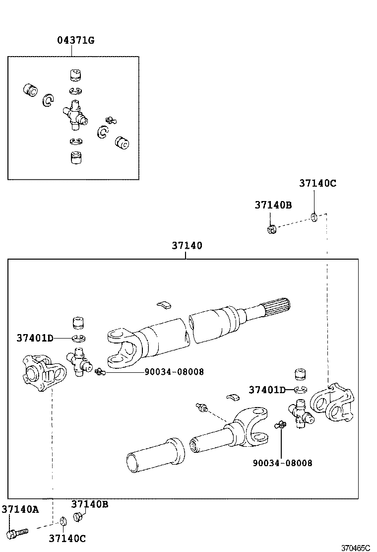 37100-37130 SHAFT ASSY, PROPELLER W/CENTER BEARING product image