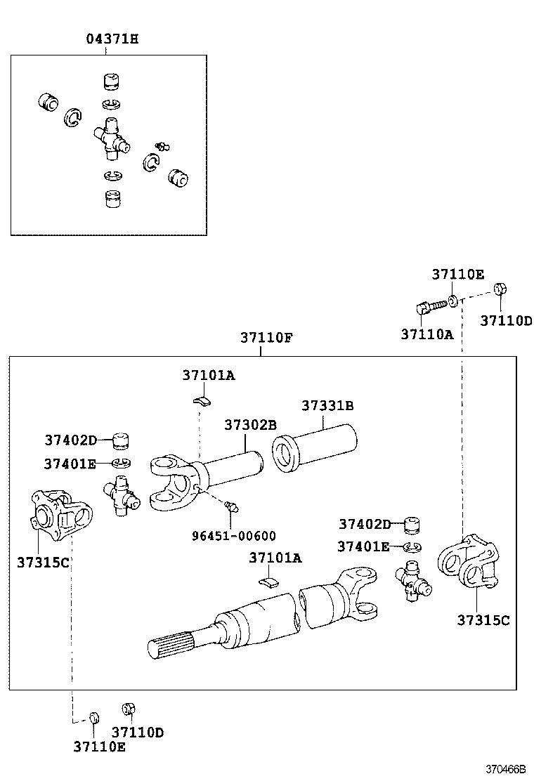 37100-37130 SHAFT ASSY, PROPELLER W/CENTER BEARING product image