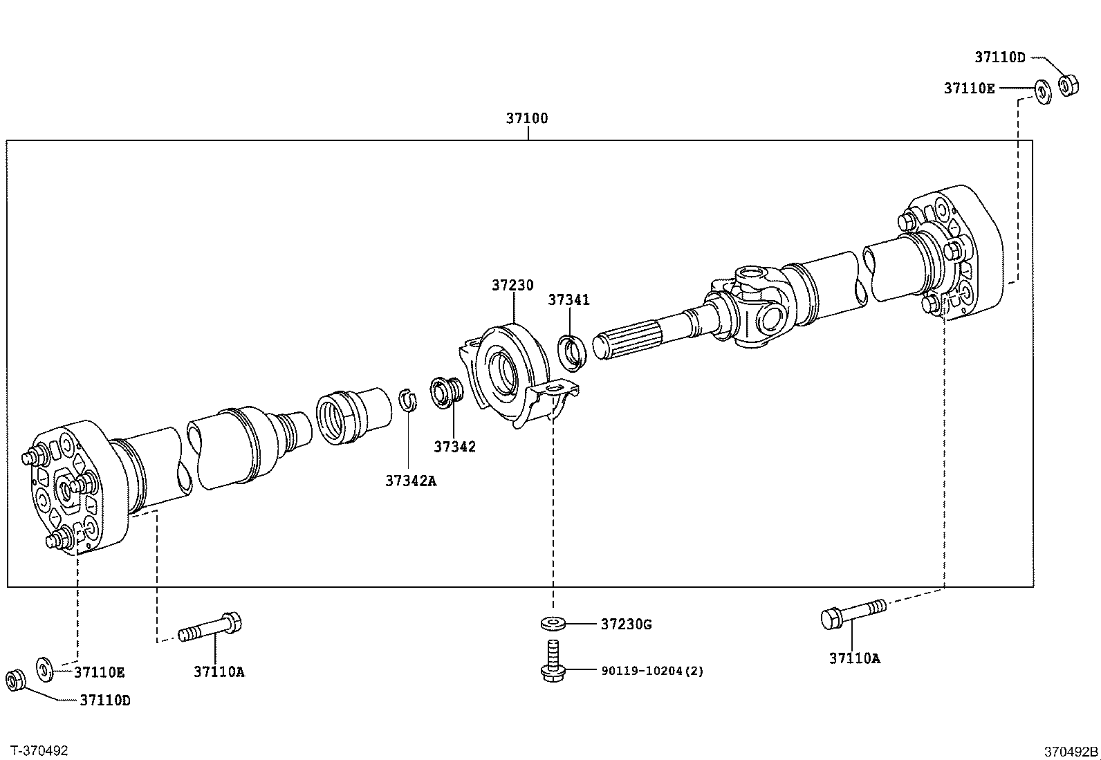 37100-40130 SHAFT ASSY, PROPELLER W/CENTER BEARING product image